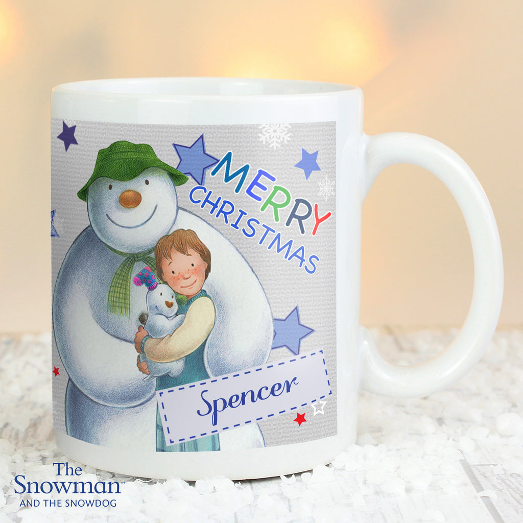 Personalised The Snowman and the Snowdog Blue Mug | Christmas Gift