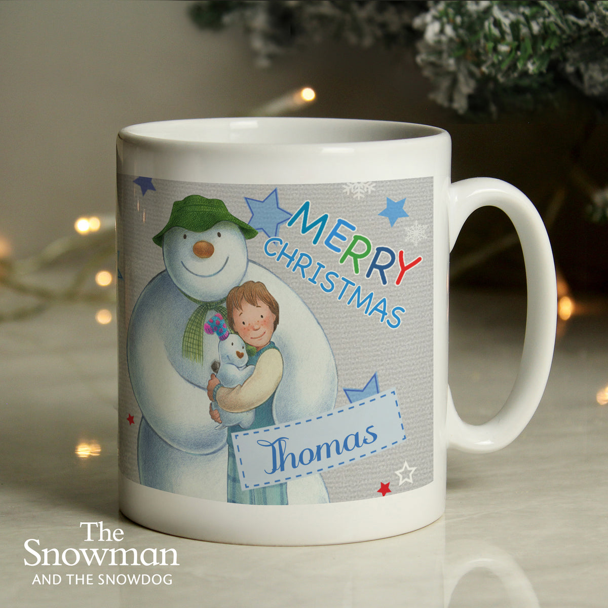 Personalised The Snowman and the Snowdog Blue Mug | Christmas Gift