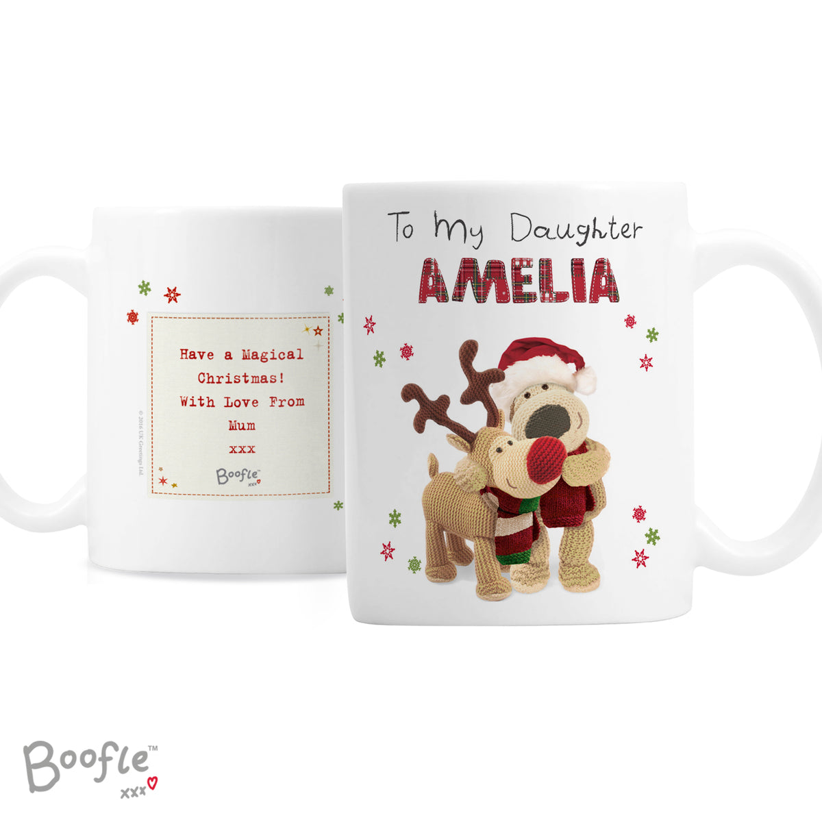 Personalised Boofle Christmas Reindeer Mug for Christmas