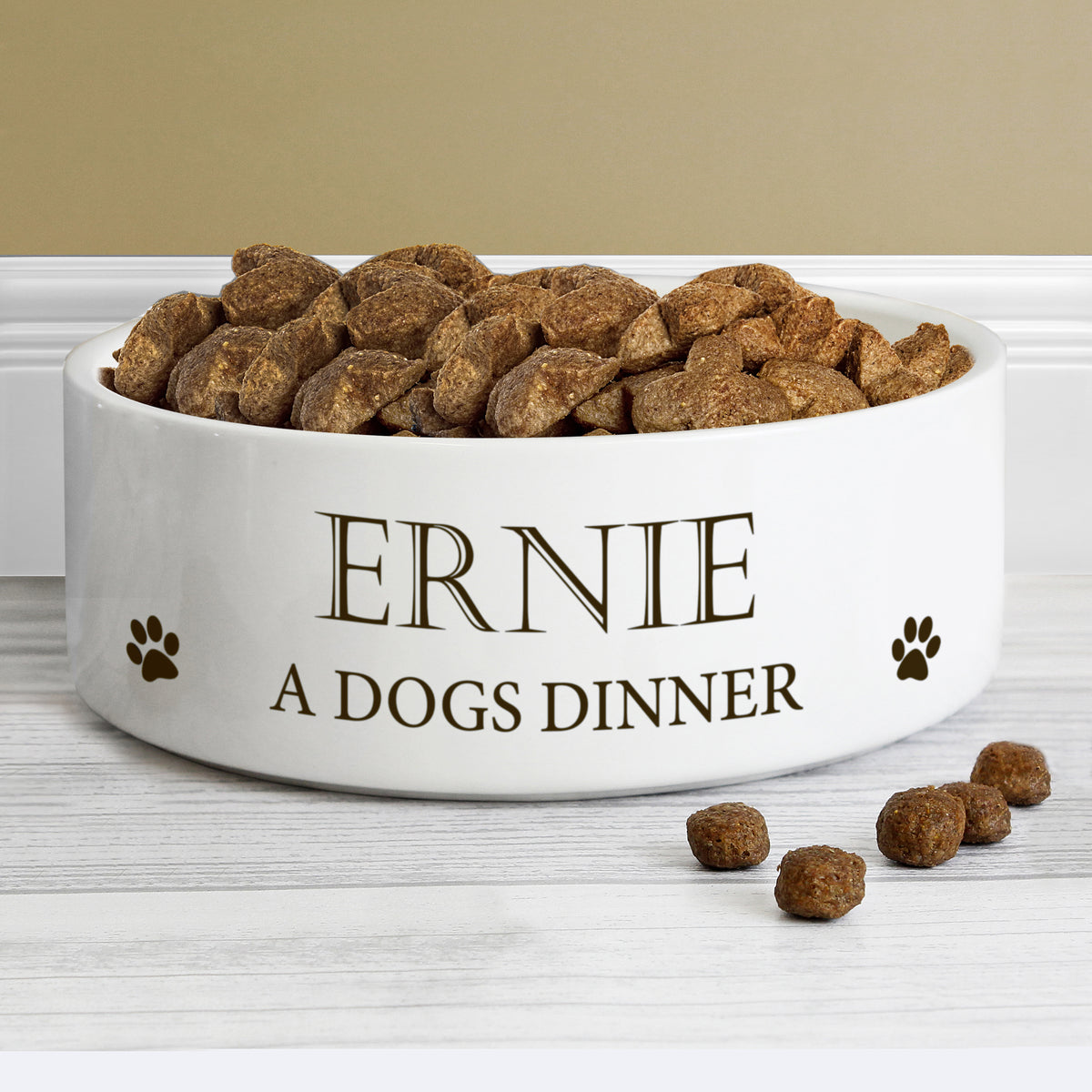 Personalised Paws 15cm Medium White Pet Bowl | Gift for Pets