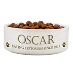 Personalised Paws 15cm Medium White Pet Bowl | Gift for Pets