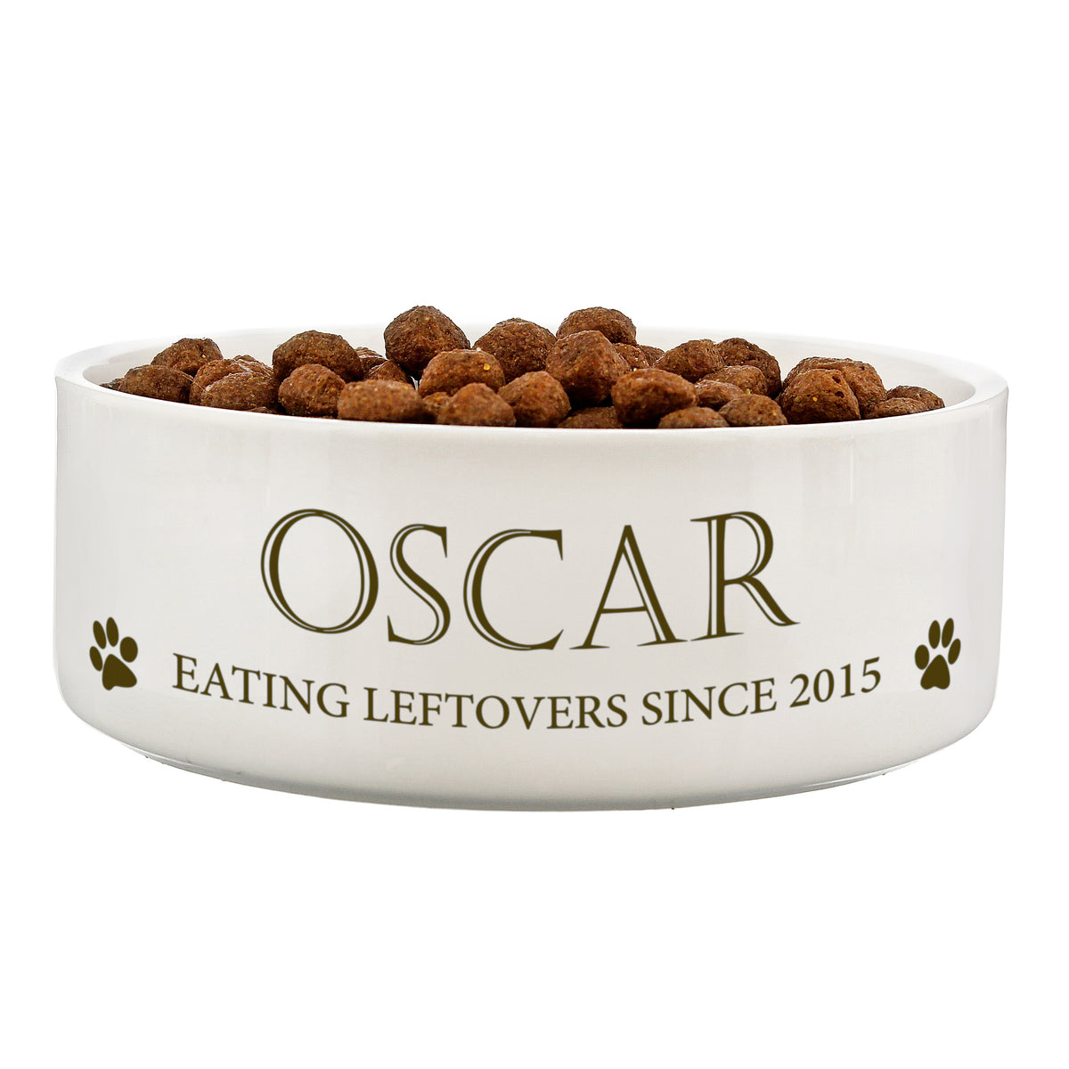 Personalised Paws 15cm Medium White Pet Bowl | Gift for Pets