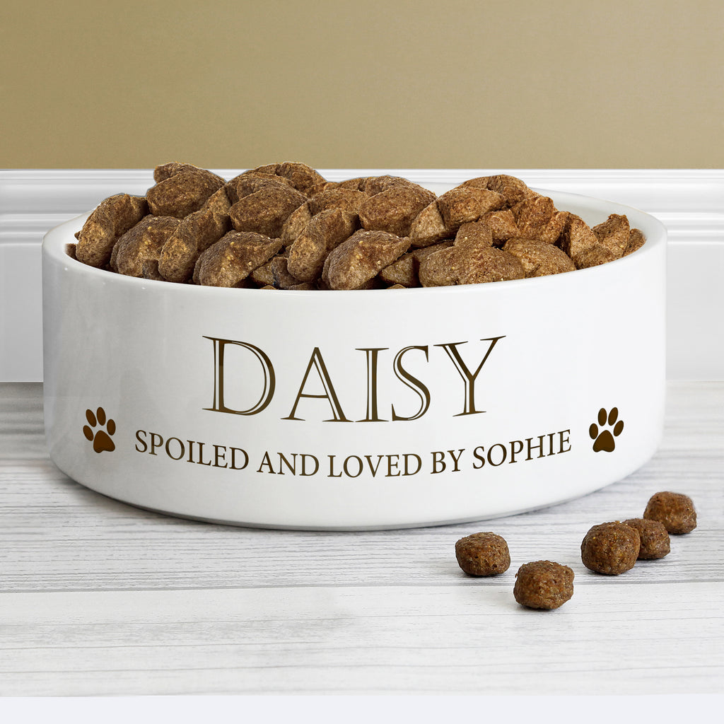 Personalised Paws 15cm Medium White Pet Bowl | Gift for Pets