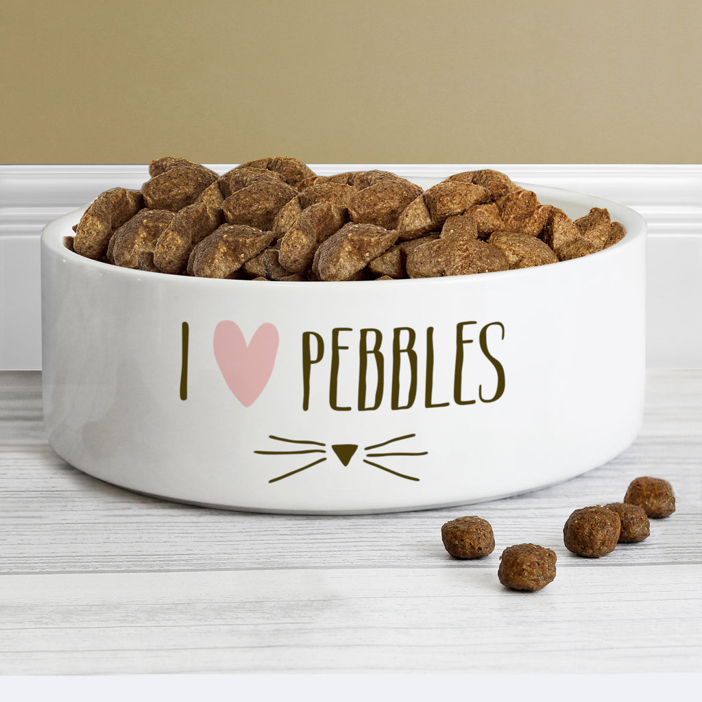 Personalised Cat Features 15cm Medium White Pet Bowl | Pet Gifts | Inspired Creative Gifts