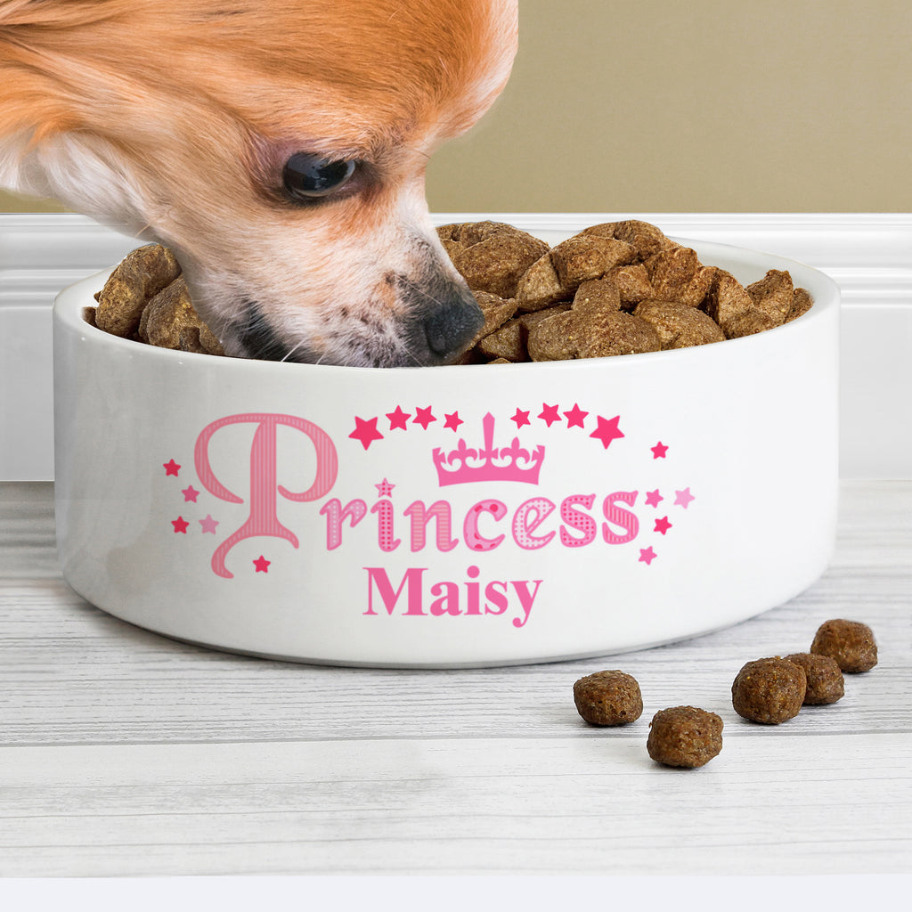 Personalised Princess 15cm Medium White Pet Bowl | Pet Gifts | Inspired Creative Gifts