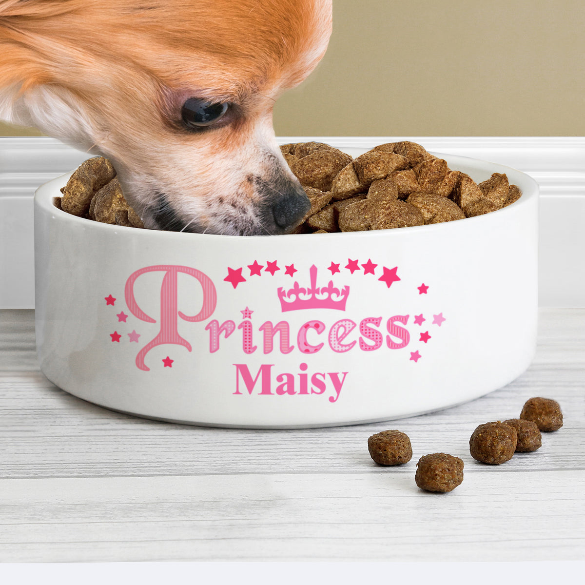 Personalised Princess 15cm Medium White Pet Bowl | Pet Gifts | Inspired Creative Gifts