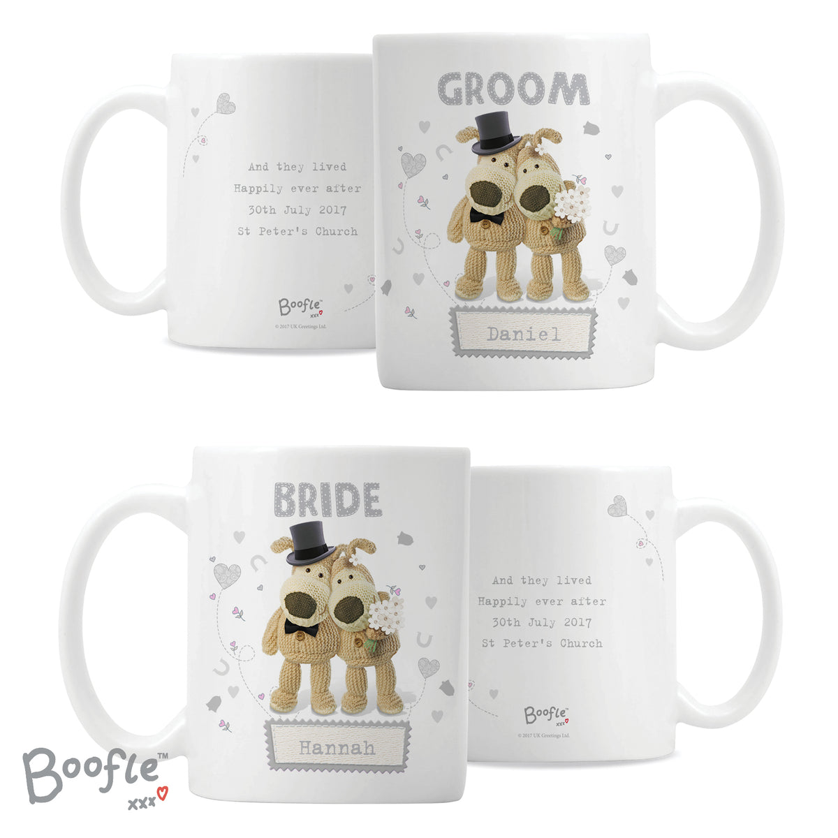 Personalised Boofle Wedding Couple Mug Set for Wedding