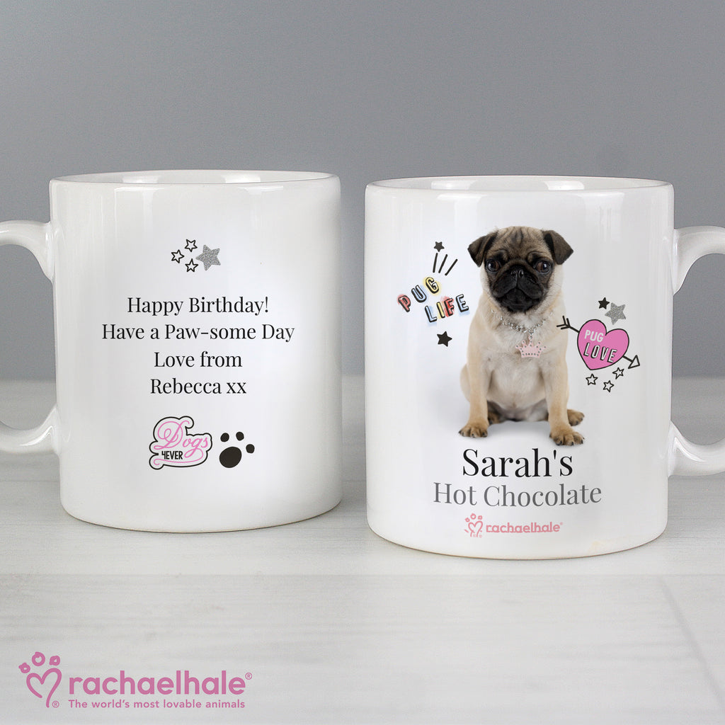 Personalised Rachael Hale Doodle Pug Mug for Christmas