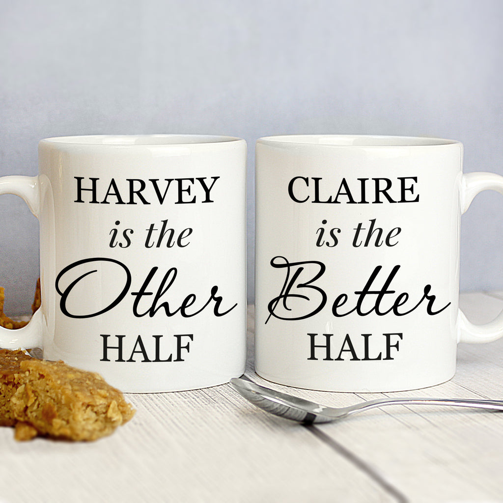 Personalised Other Half and Better Half Mug Set | Christmas Gift