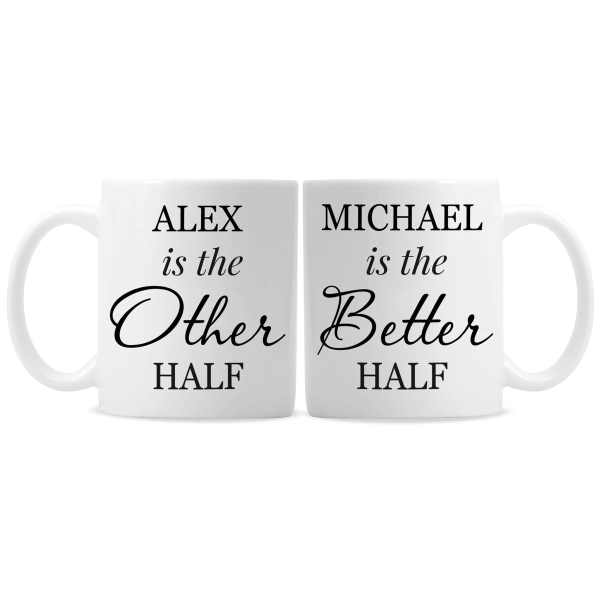 Personalised Other Half and Better Half Mug Set | Christmas Gift