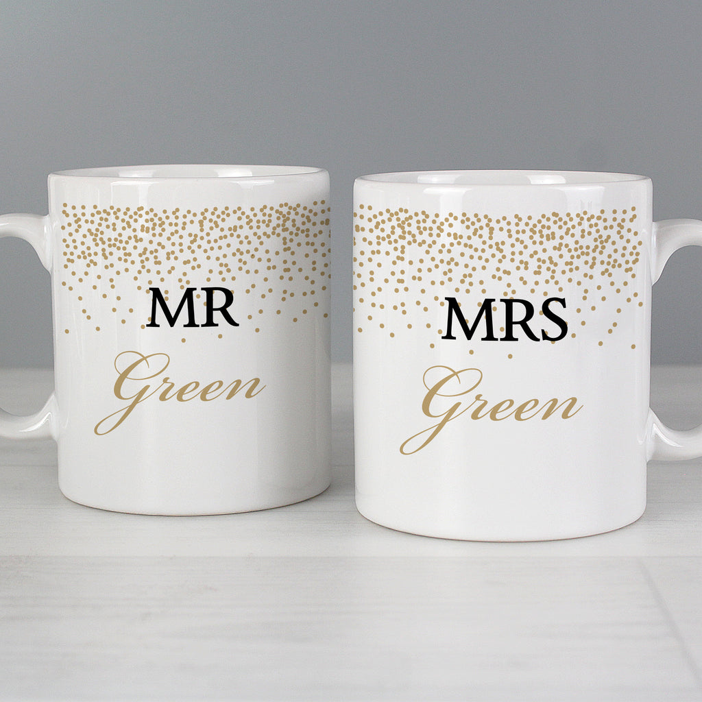 Personalised Gold Confetti Wedding Mug Set | Wedding Gift