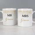 Personalised Gold Confetti Wedding Mug Set | Wedding Gift