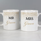 Personalised Gold Confetti Wedding Mug Set | Wedding Gift