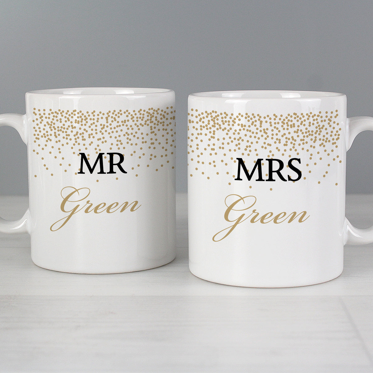 Personalised Gold Confetti Wedding Mug Set | Wedding Gift