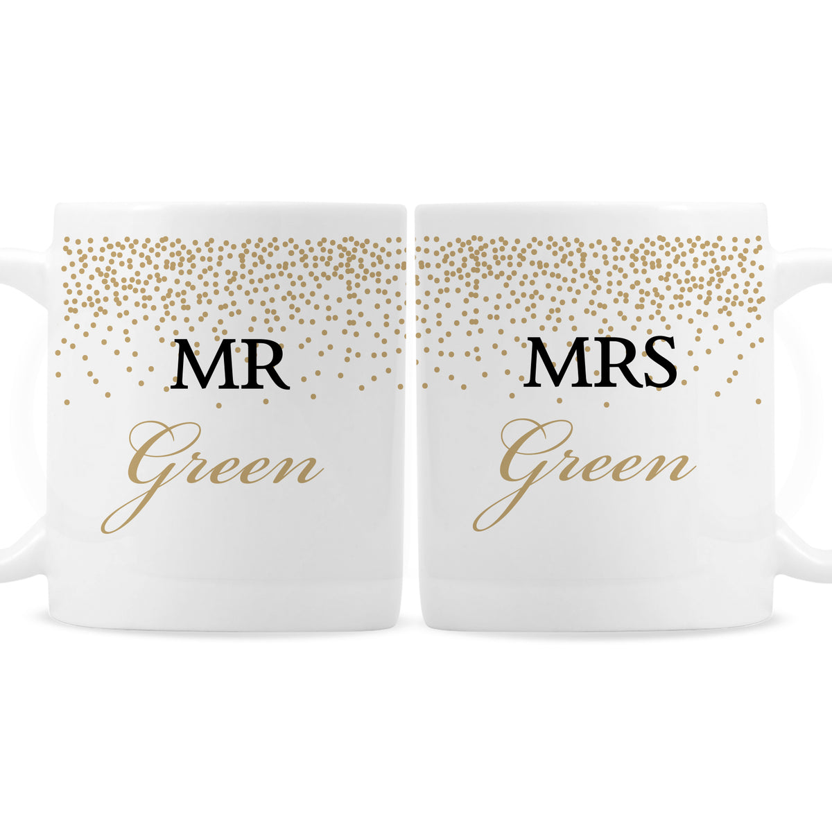 Personalised Gold Confetti Wedding Mug Set | Wedding Gift