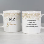 Personalised Gold Confetti Wedding Mug Set | Wedding Gift