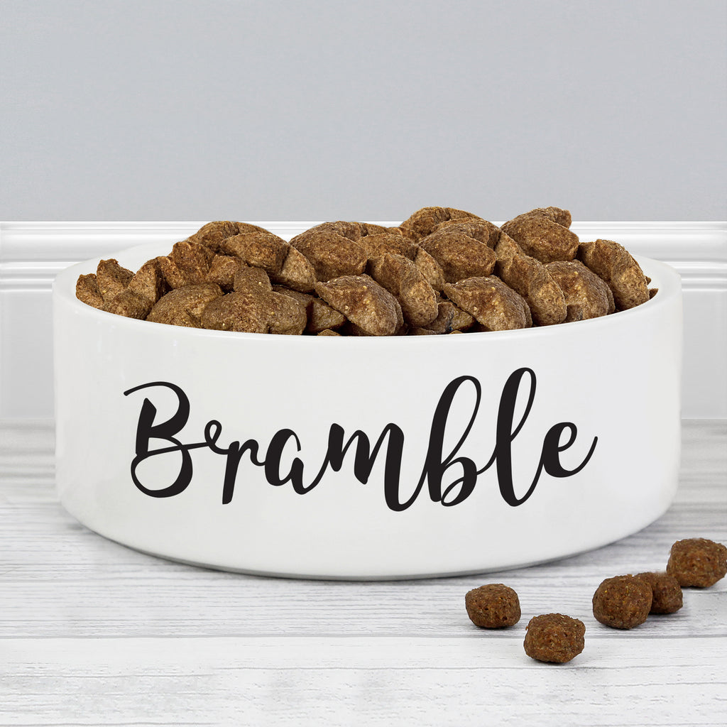 Personalised Any Name 15cm Medium White Pet Bowl | Pet Gifts | Inspired Creative Gifts