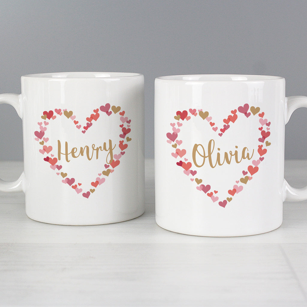 Personalised Confetti Hearts Wedding Mug Set | Wedding Gift