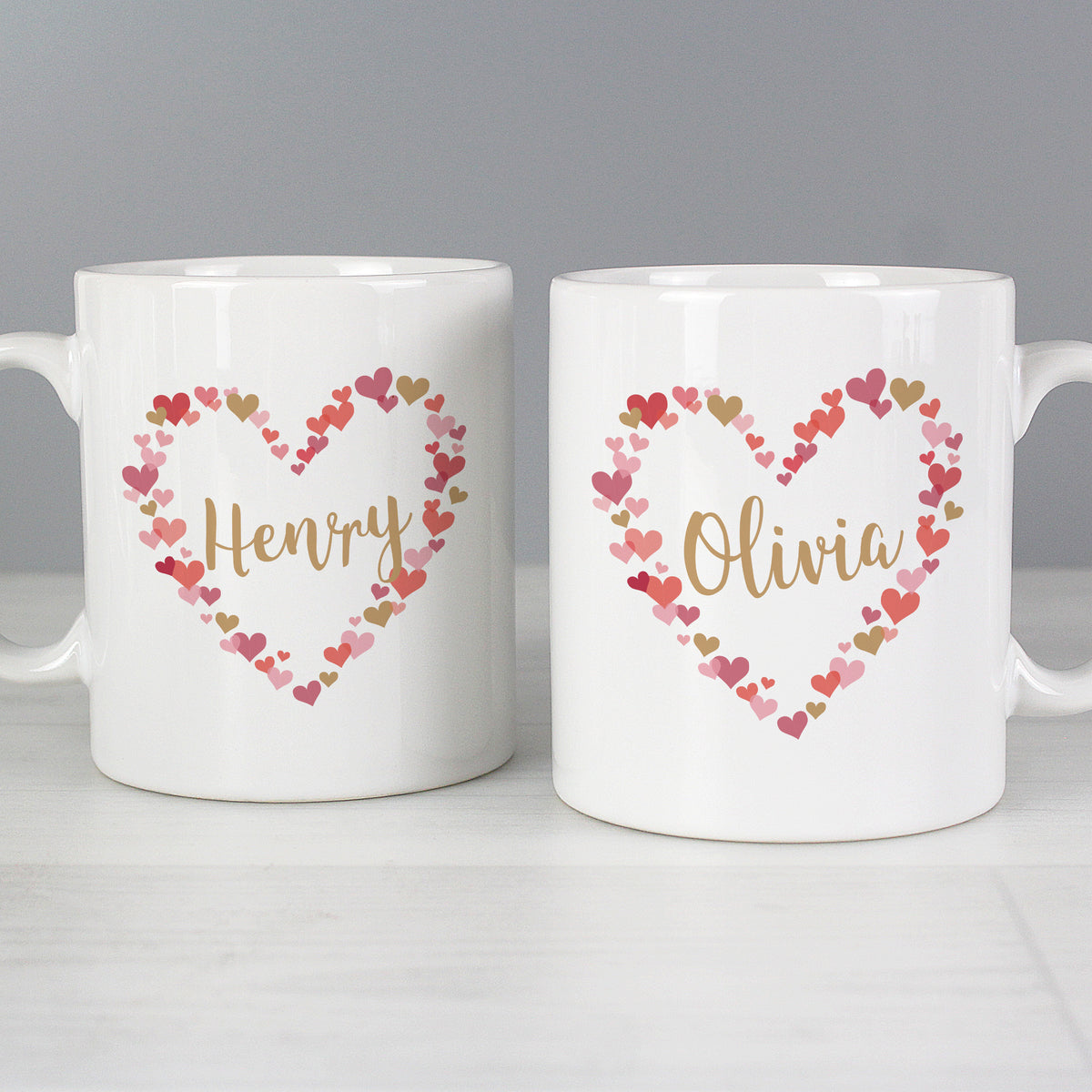 Personalised Confetti Hearts Wedding Mug Set | Wedding Gift