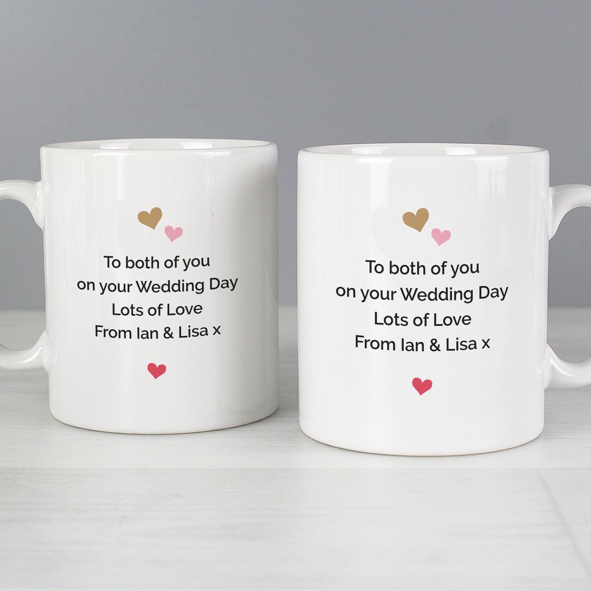 Personalised Confetti Hearts Wedding Mug Set | Wedding Gift