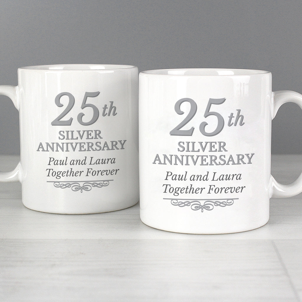 Personalised 25th Silver Anniversary Mug Set | Anniversary Gift