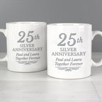Personalised 25th Silver Anniversary Mug Set | Anniversary Gift