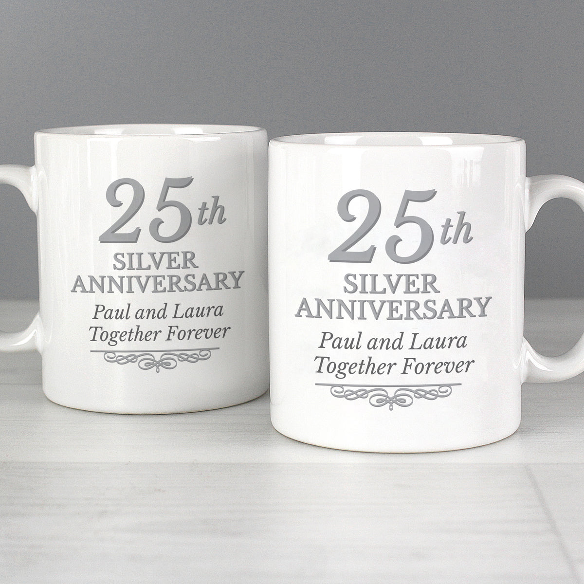 Personalised 25th Silver Anniversary Mug Set | Anniversary Gift