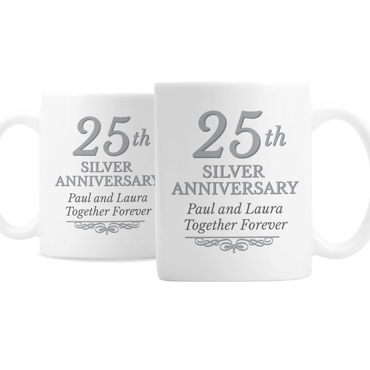 Personalised 25th Silver Anniversary Mug Set | Anniversary Gift