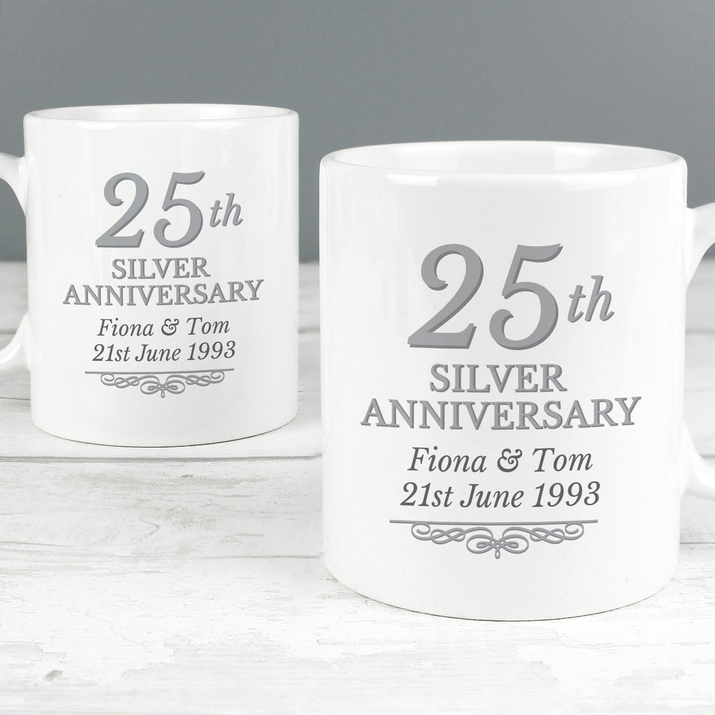 Personalised 25th Silver Anniversary Mug Set | Anniversary Gift