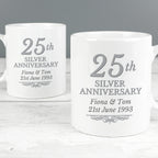 Personalised 25th Silver Anniversary Mug Set | Anniversary Gift