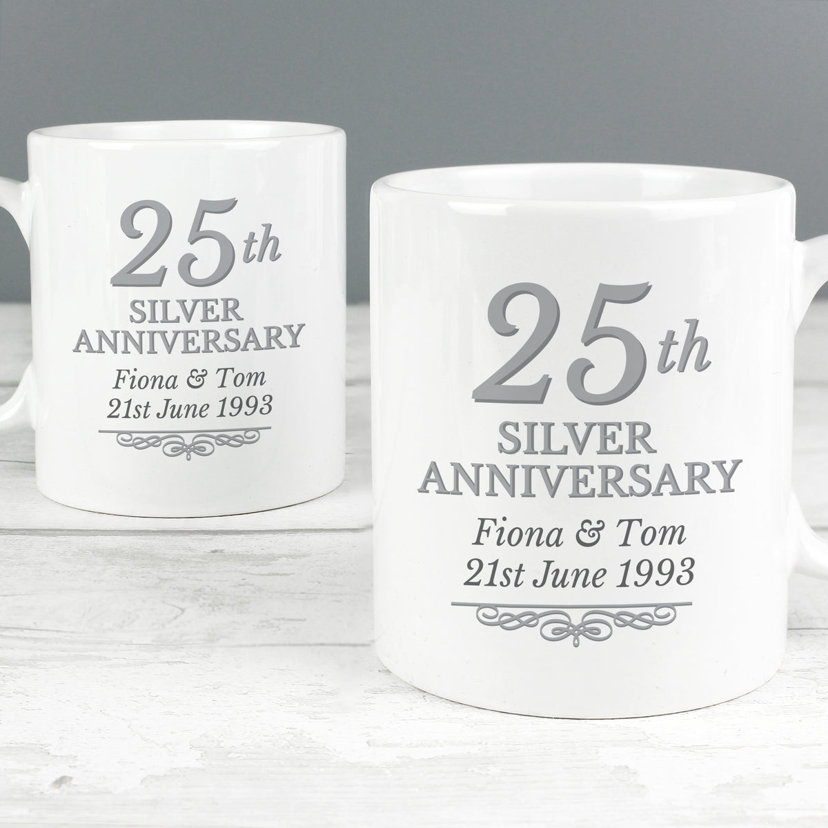 Personalised 25th Silver Anniversary Mug Set | Anniversary Gift