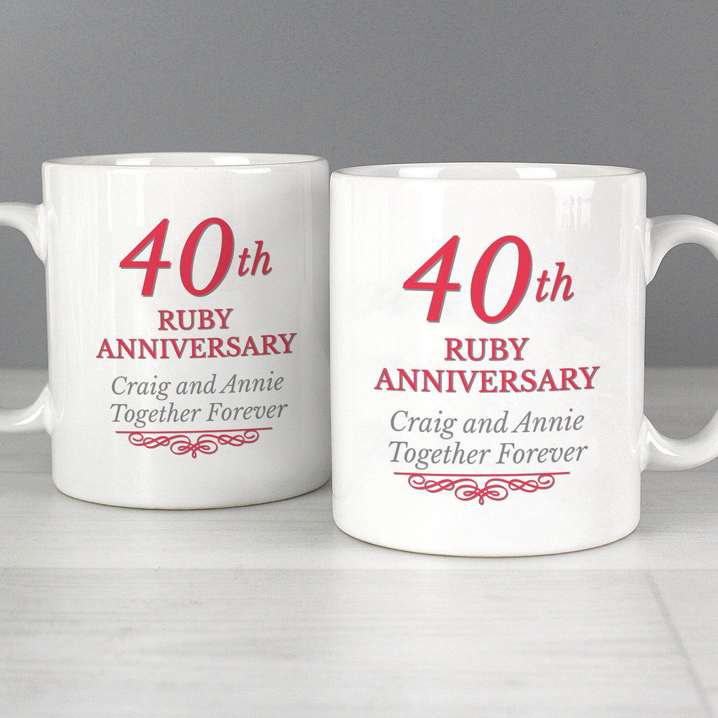 Personalised 40th Ruby Anniversary Mug Set | Anniversary Gift