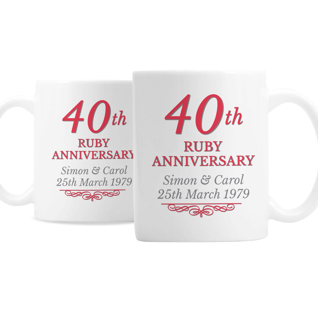 Personalised 40th Ruby Anniversary Mug Set | Anniversary Gift