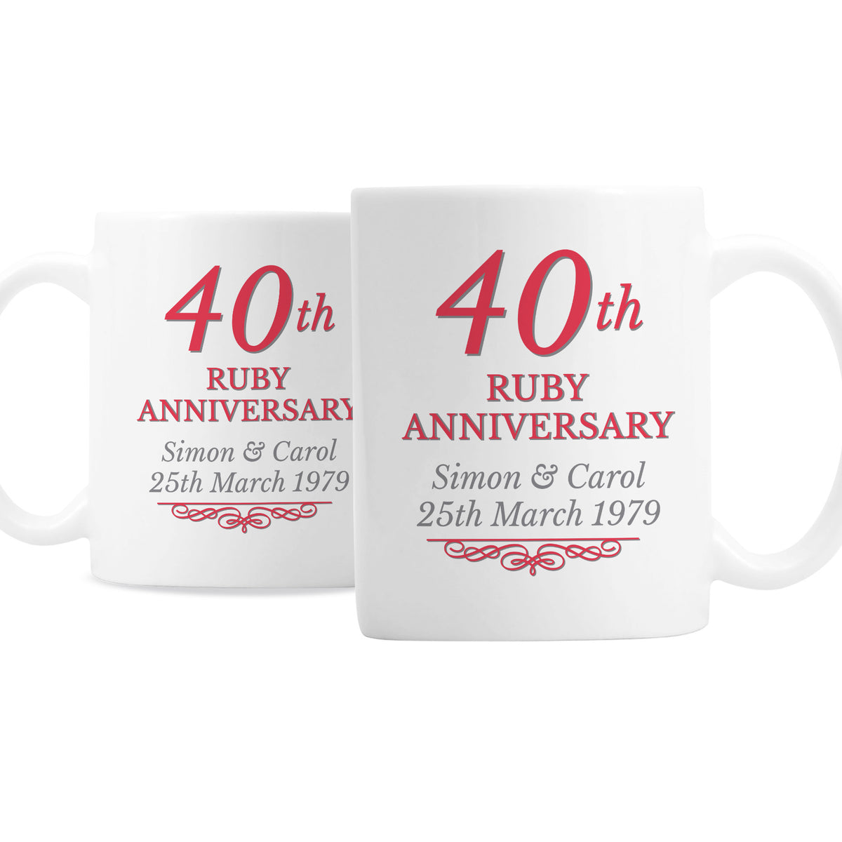 Personalised 40th Ruby Anniversary Mug Set | Anniversary Gift