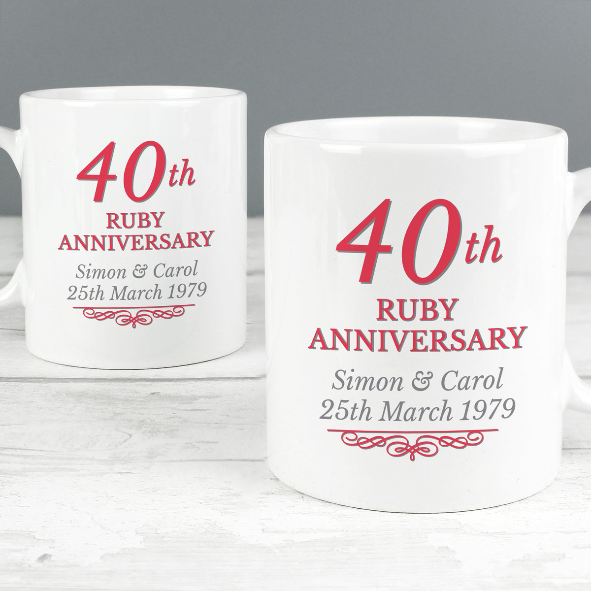 Personalised 40th Ruby Anniversary Mug Set | Anniversary Gift