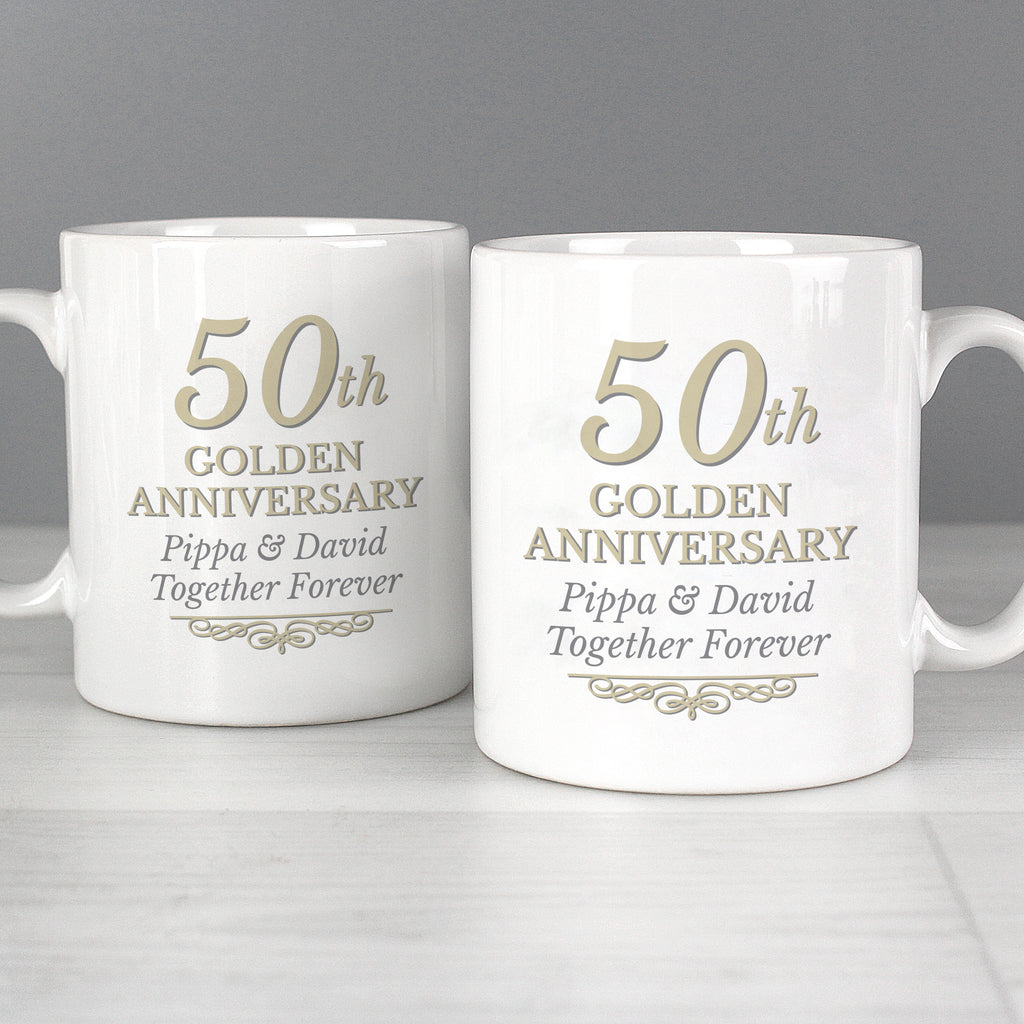Personalised 50th Golden Anniversary Mug Set for Anniversary