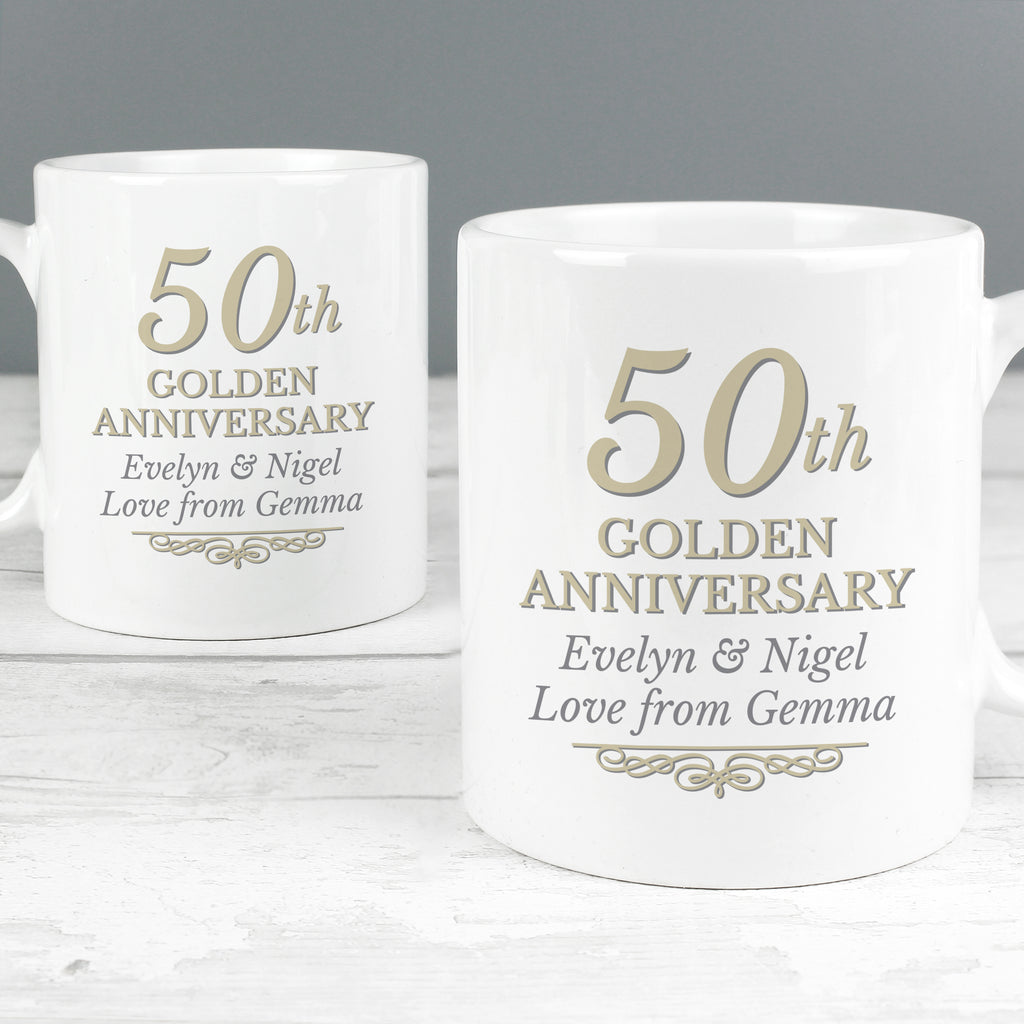 Personalised 50th Golden Anniversary Mug Set for Anniversary