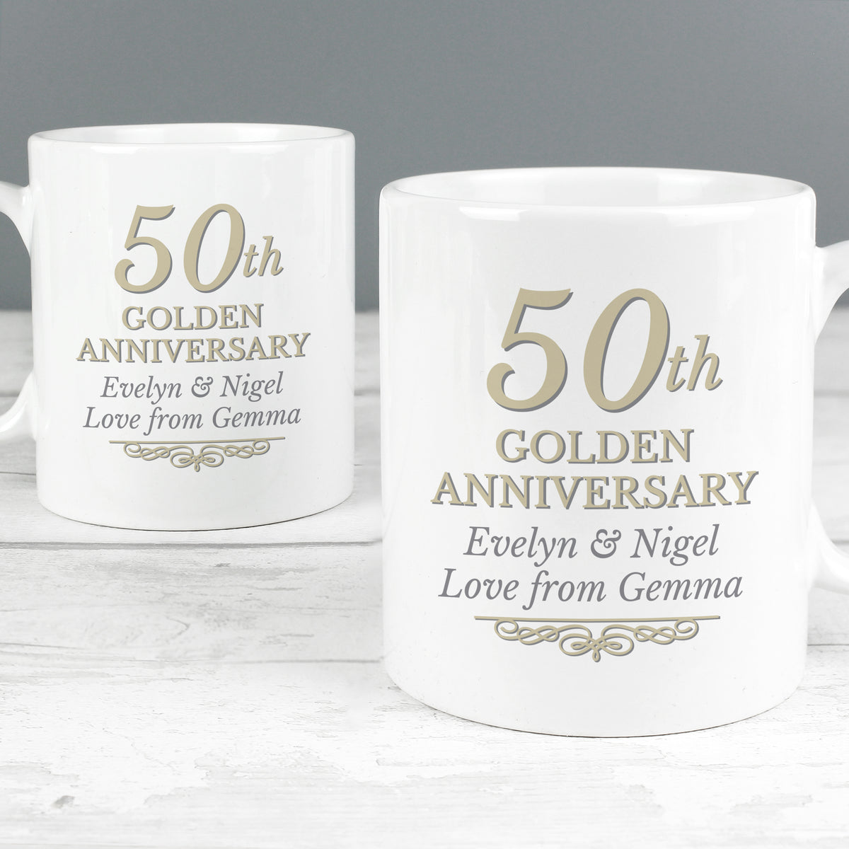 Personalised 50th Golden Anniversary Mug Set for Anniversary