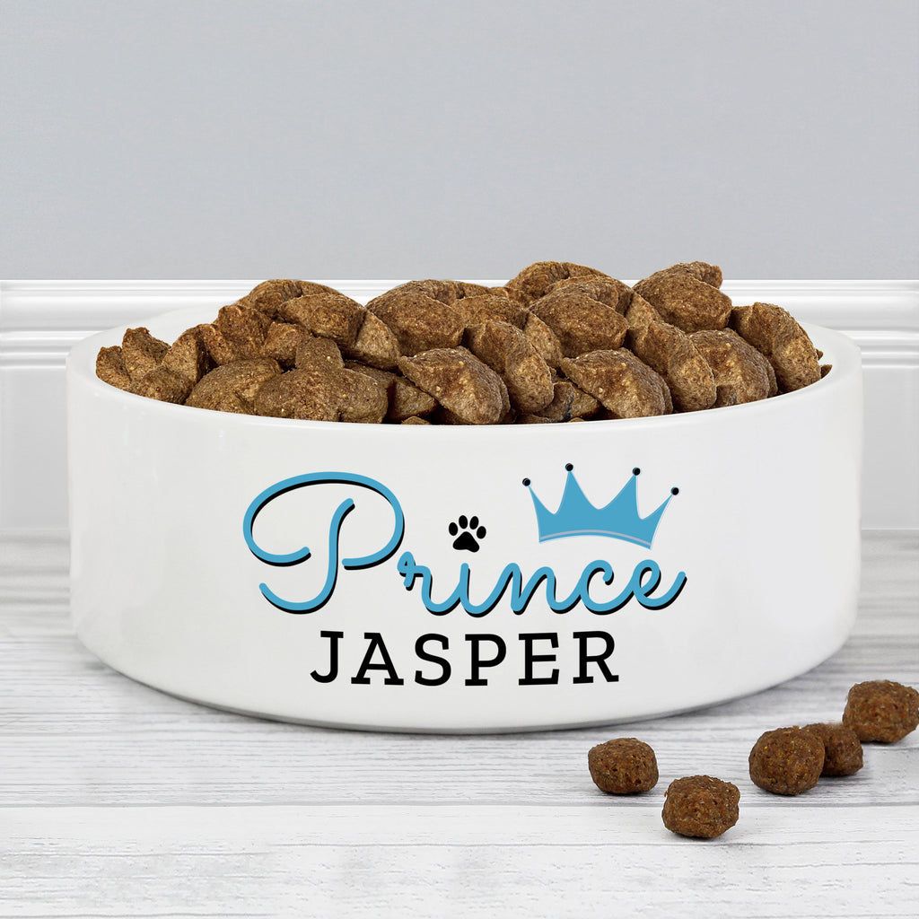 Personalised Prince 15cm Medium Ceramic White Pet Bowl | Pet Gifts | Inspired Creative Gifts