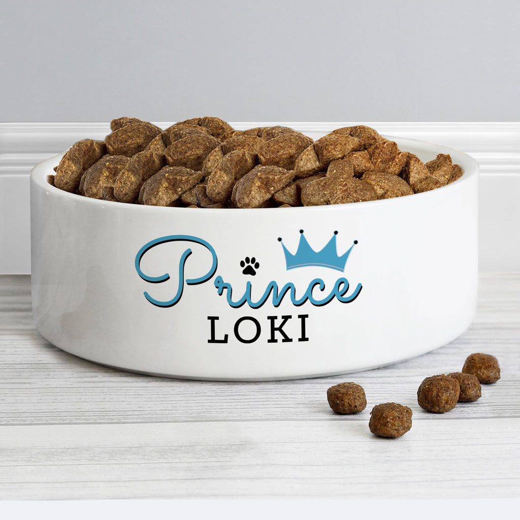 Personalised Prince 15cm Medium Ceramic White Pet Bowl | Pet Gifts | Inspired Creative Gifts