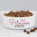 Personalised Princess 15cm Medium Ceramic White Pet Bowl | Gift for Pets