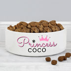 Personalised Princess 15cm Medium Ceramic White Pet Bowl | Gift for Pets