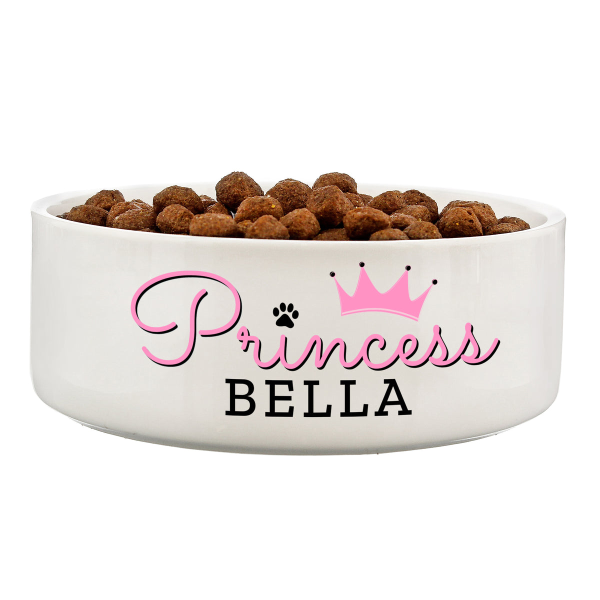 Personalised Princess 15cm Medium Ceramic White Pet Bowl | Gift for Pets