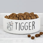 Personalised Scribble Cat 15cm Medium Pet Bowl | Pet Gifts