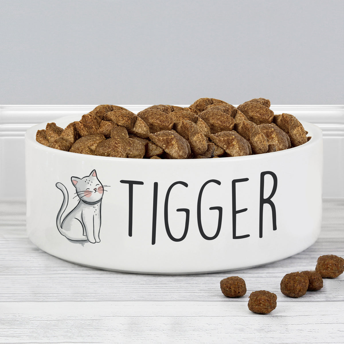 Personalised Scribble Cat 15cm Medium Pet Bowl | Pet Gifts