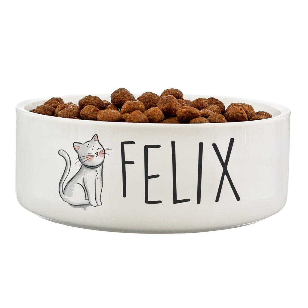 Personalised Scribble Cat 15cm Medium Pet Bowl | Pet Gifts
