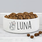 Personalised Scribble Cat 15cm Medium Pet Bowl | Pet Gifts