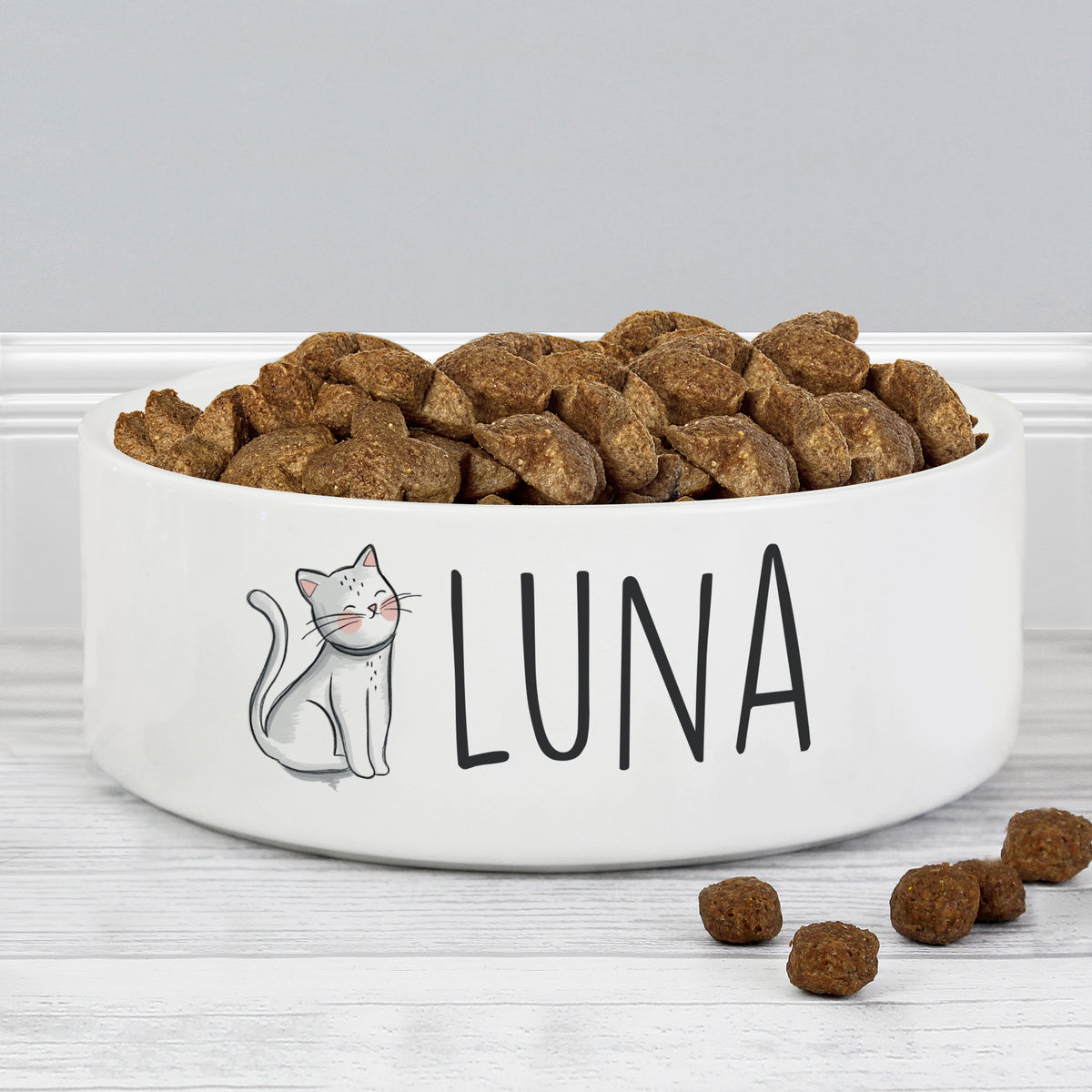 Personalised Scribble Cat 15cm Medium Pet Bowl | Pet Gifts