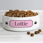 Personalised Pink Plaque 15cm Medium Pet Bowl | Pet Gifts