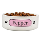 Personalised Pink Plaque 15cm Medium Pet Bowl | Pet Gifts